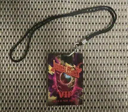 Pop-Art-Judas Priest 2025 Shield of Pain Tour VIP Laminated Pass Badge Lanyard C