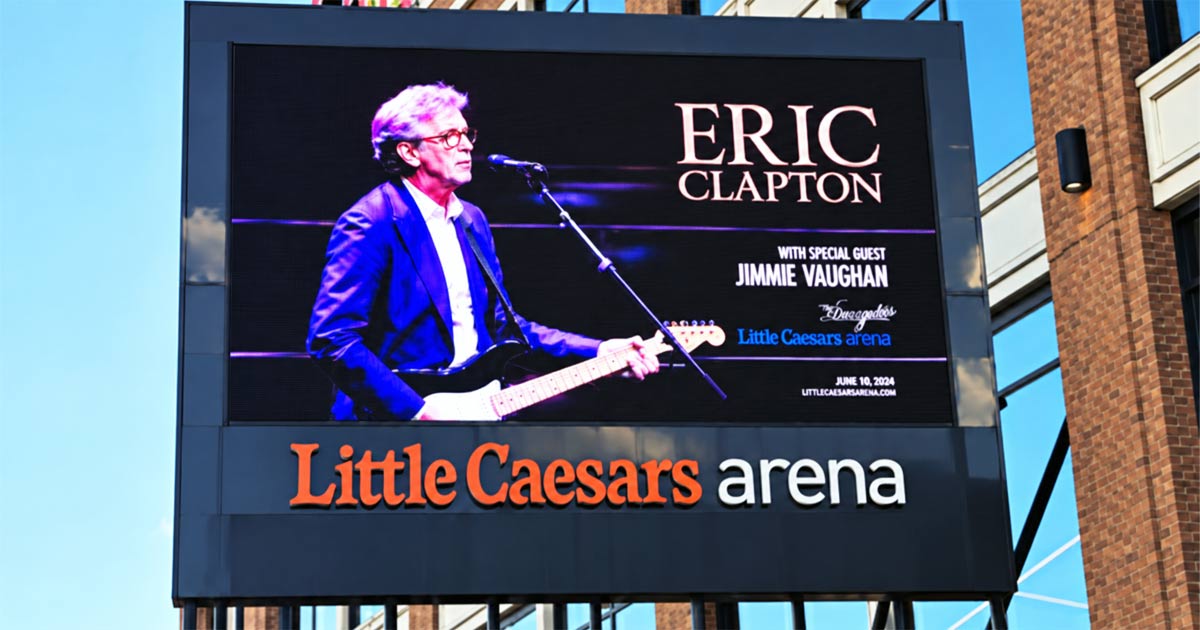 Eric-Clapton-Pop-Art-Banner-Little-Caesars-Arena-In-Detroit