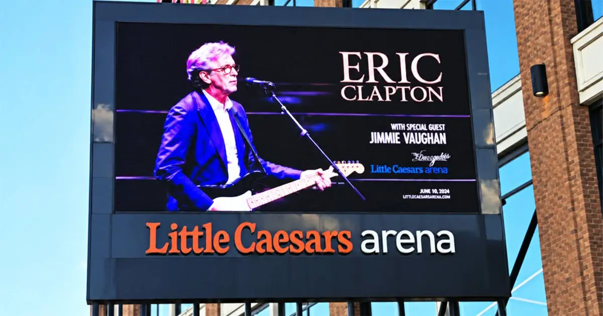 Eric-Clapton-Pop-Art-Banner-Little-Caesars-Arena-In-Detroit