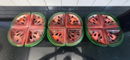 Alpine-Cuisine-Watermelon-Glass-Serving-Plate-Triangle-Embossed-NEW-Lot-of-12-A-Final