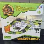Create-A-Road-Dinosaur-Toy-144-PC-Flexible-Race-Track-2-LED-Cars-2-Dinos-NEW-A-Final