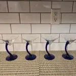 Libbey Bravura Set of 6 Vodka Cobalt Blue Curved Stem Martini Glasses A