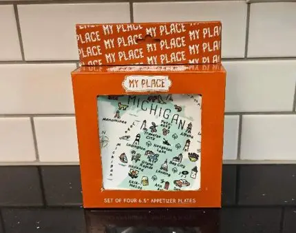 My-Place-Michigan-Map-Porcelain-Appetizer-Plates-Set-of-4-6.5-Inches-BRAND-NEW-A-Final